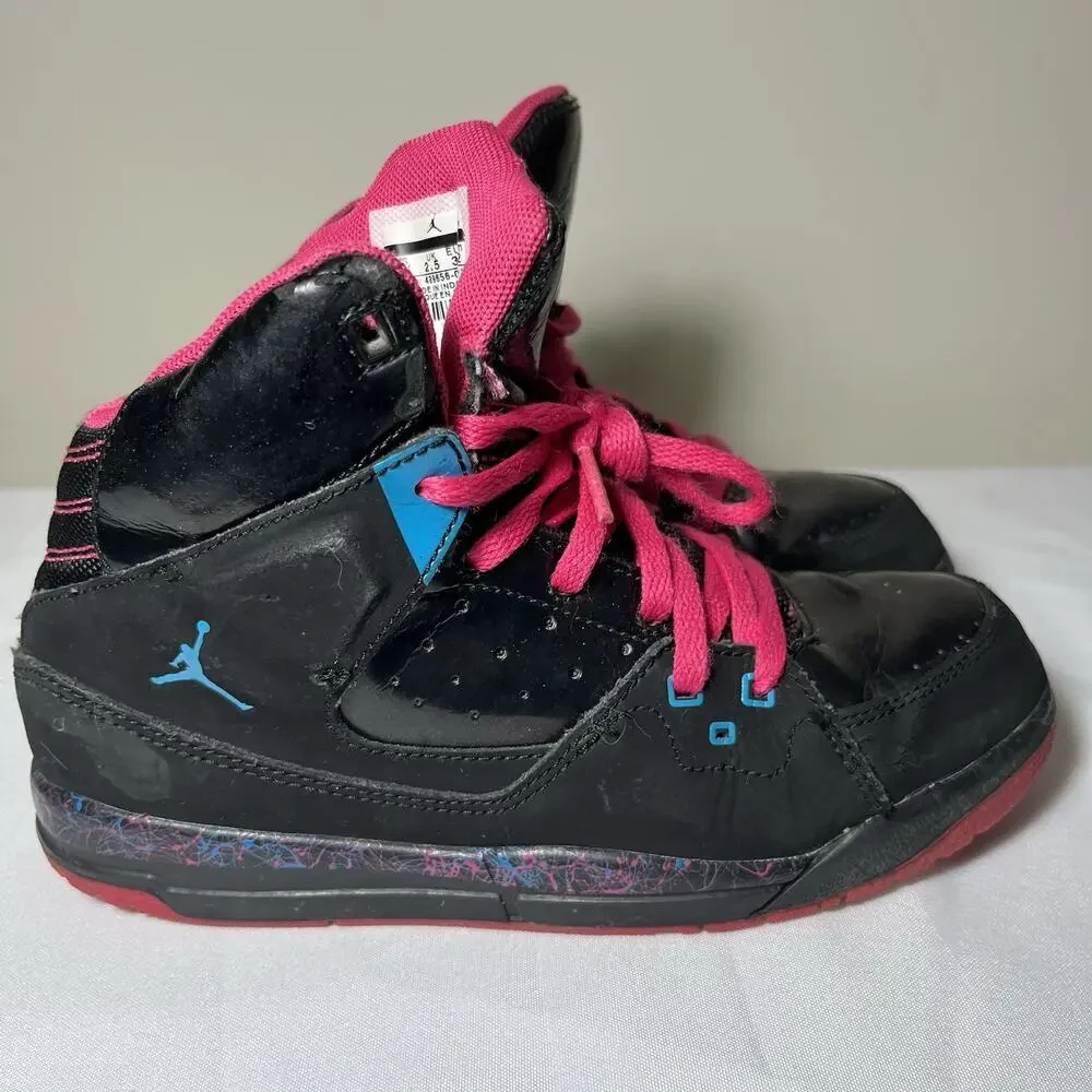 2013 Nike Air Jordan SC1 Black/Dynamic Blue/Vivid Pink Youth Shoes Size 3Y Retro